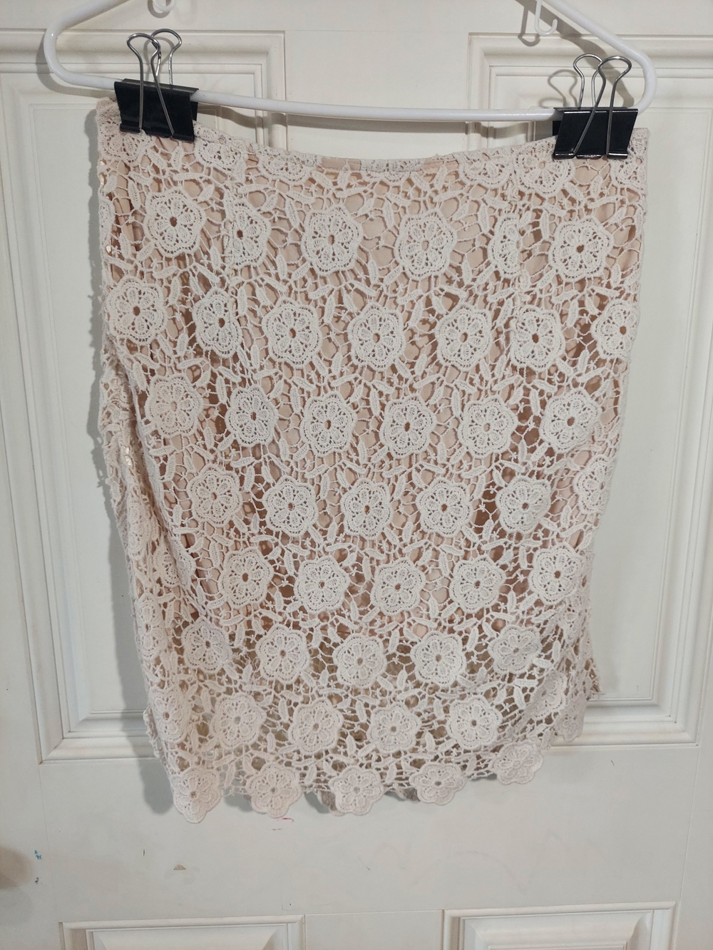 Sans Souci Cream Crochet Mini Skirt Large